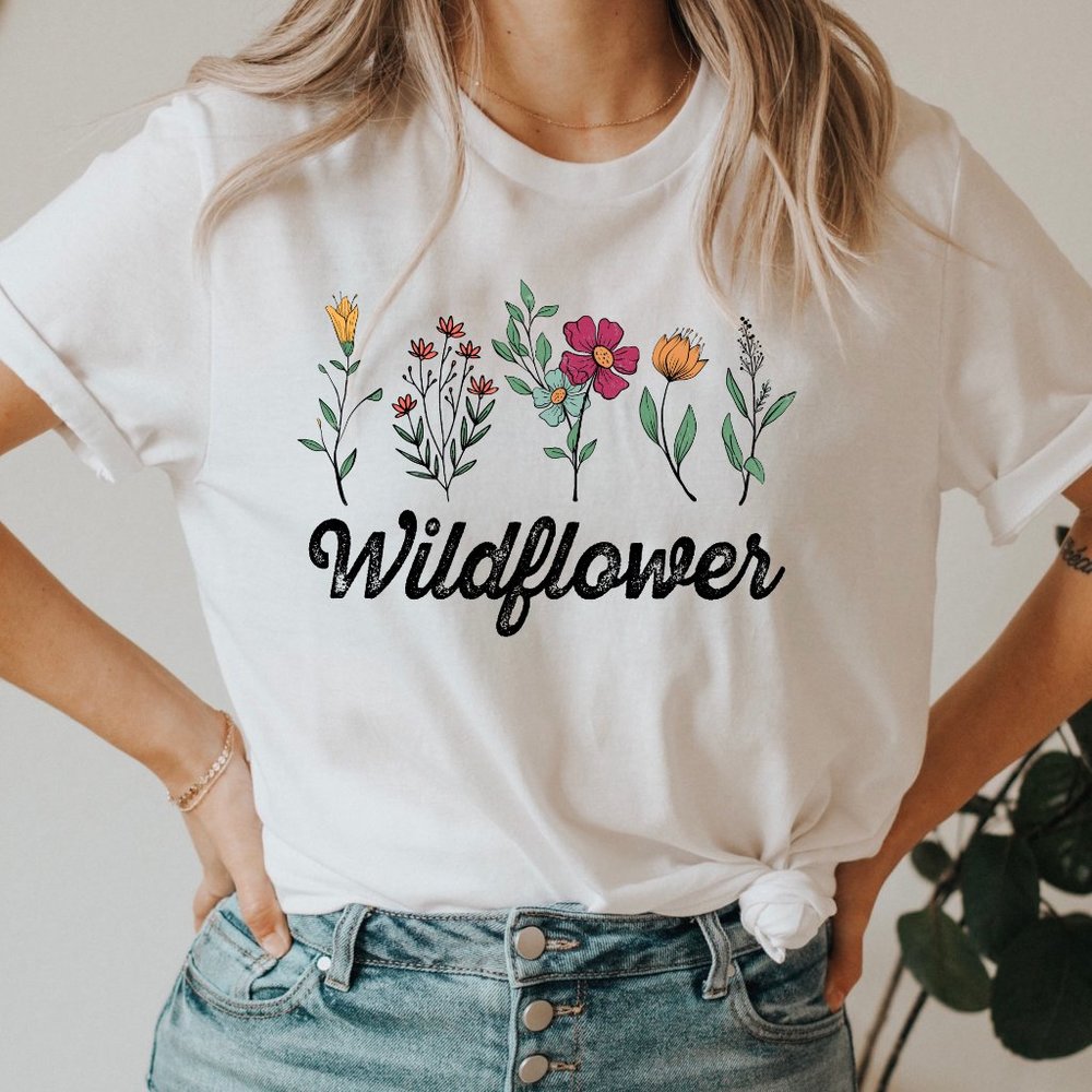 Wildflower Graphic T-shirt Boho Floral Shirt Unisex Graphic Tee